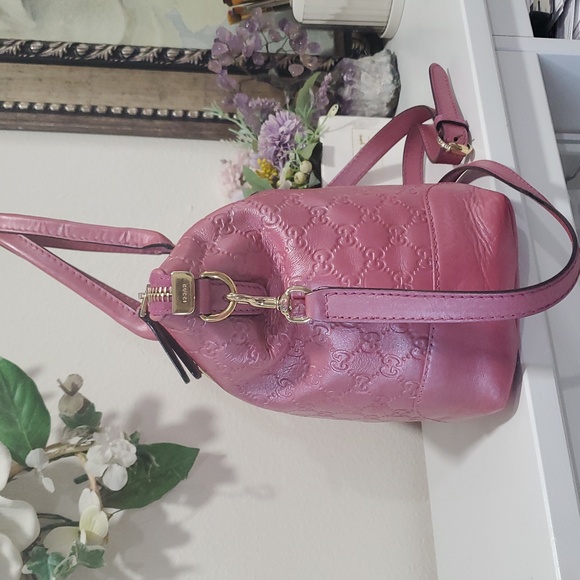 🇮🇹Gucci Guccissima Metallic Soft Heart Bit Leather Tote Bag In"Fresia Rose"💓 - Picture 7 of 17